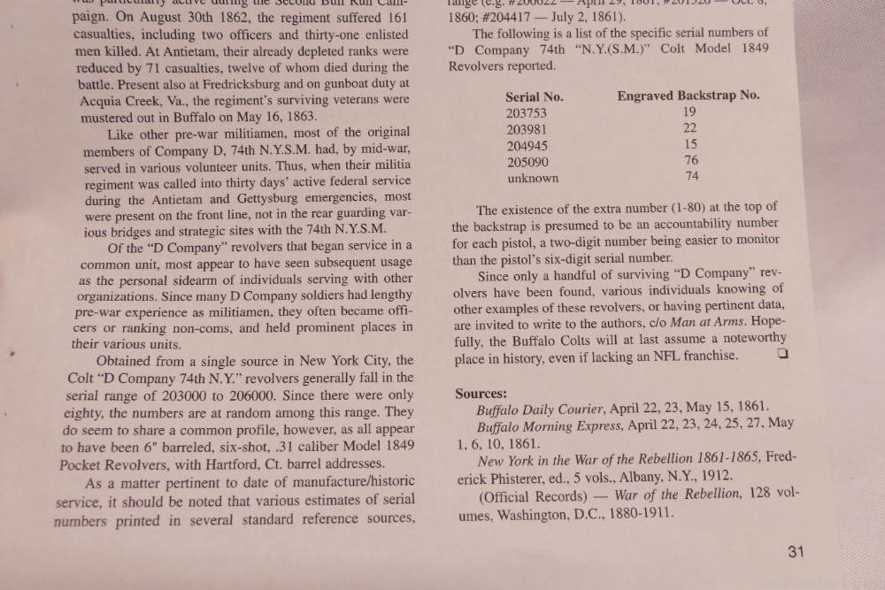Rare Colt 1849 Pocket "Buffalo" Colt Revolver cal. 31 D. Co. 74th N. Y. -img-32