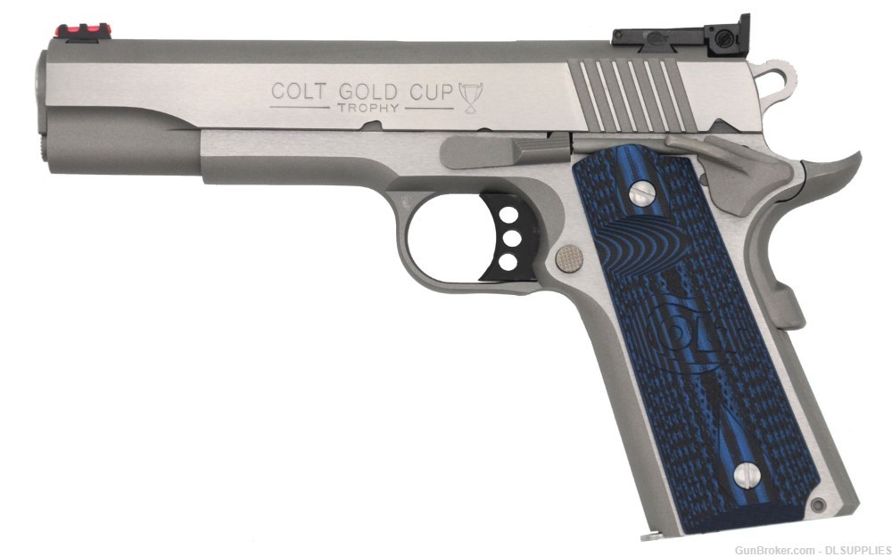 COLT 1911 GOLD CUP TROPHY LITE STAINLESS SERIES 70" BLUE ADJ. 5" BBL .45ACP-img-1