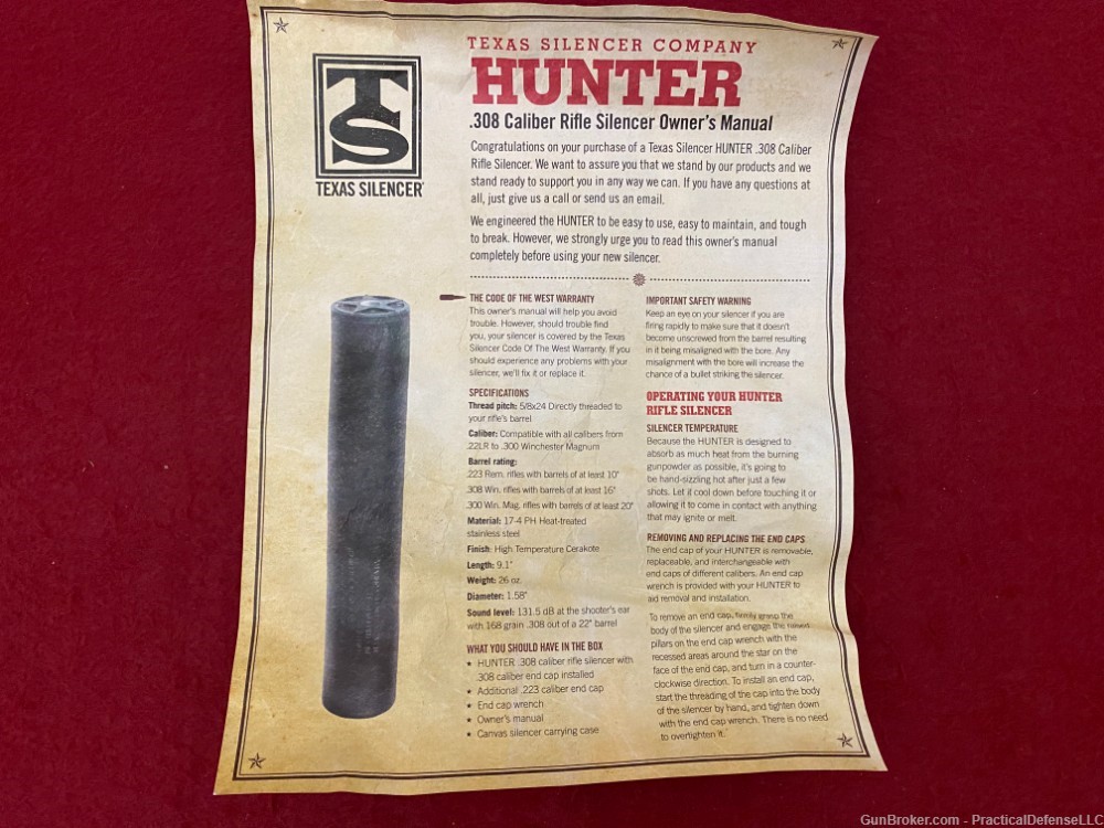 New Texas Silencer Hunter 300 mag Direct Thread 5/8x24 Silencer, wooden box-img-22