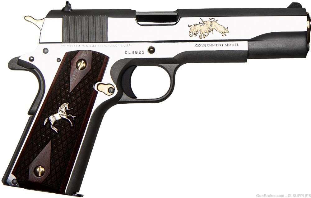 COLT 1911 TEXAS LONGHORN GOVERNMENT STAINLESS TALO GOLD 5" BBL .45ACP-img-0