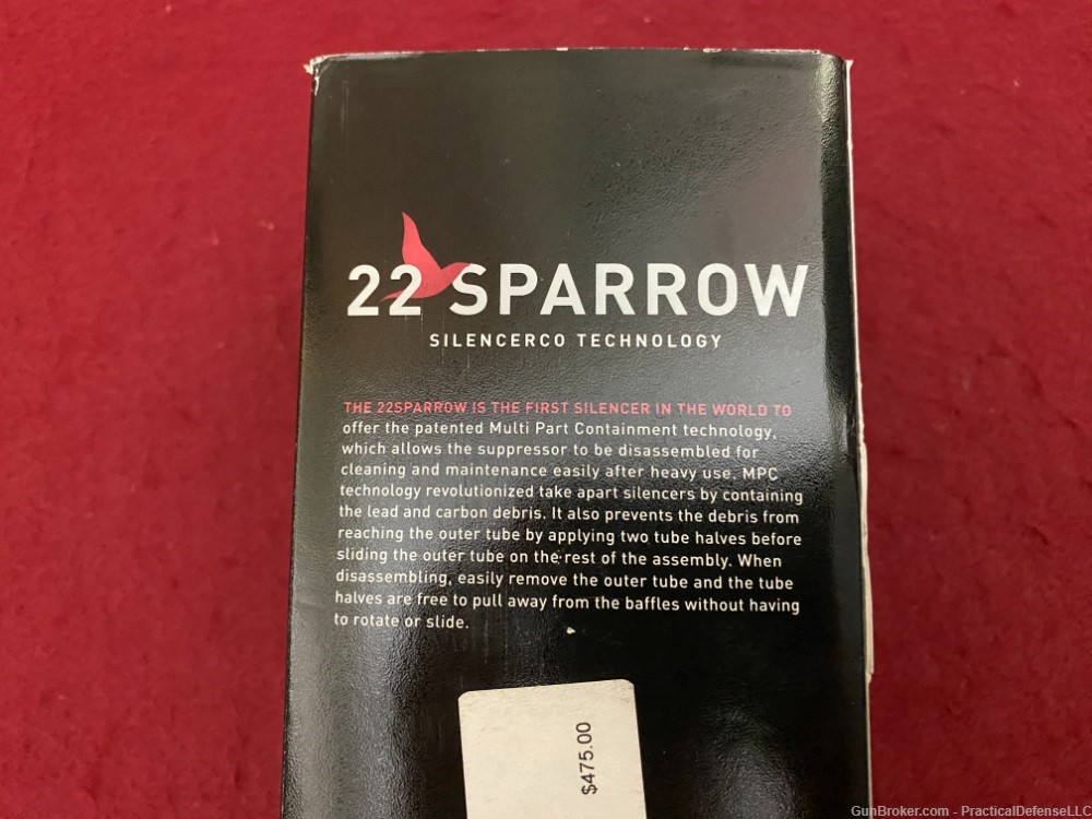 NOS Silencerco Sparrow 22 Monolithic User Serviceable 1/2x28 Direct Thread-img-28