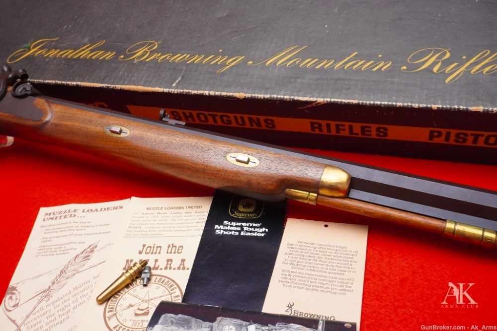 Browning Mountain Rifle Brass Model .54 Cal Rifle In Box Unfired Collector!-img-7