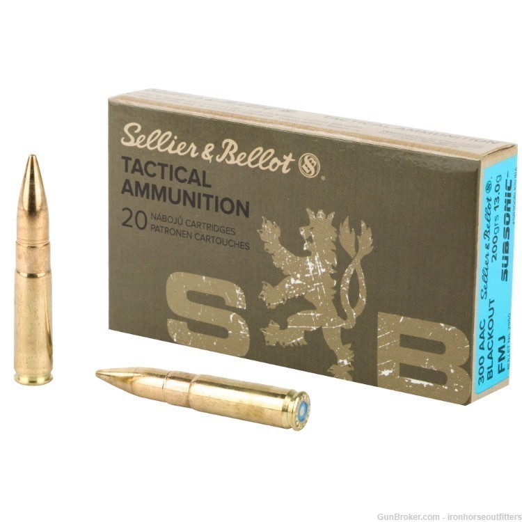 Sellier & Bellot S&B Rifle Subsonic 300 BLK 200 Grain FMJ 20 Rounds-img-0