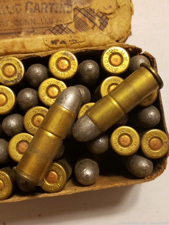 Full box 50 rounds 38 long Colt ammo ammunition antique vintage 2 two piece-img-2