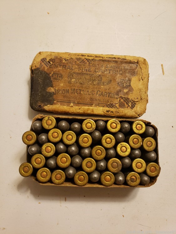 Full box 50 rounds 38 long Colt ammo ammunition antique vintage 2 two piece-img-0