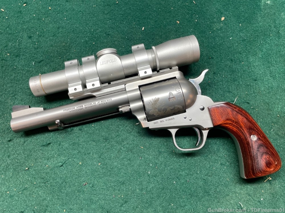 Freedom Arms Model 83 410 GNR 6" custom revolver w/ Silver Leupold M8 2x ER-img-1