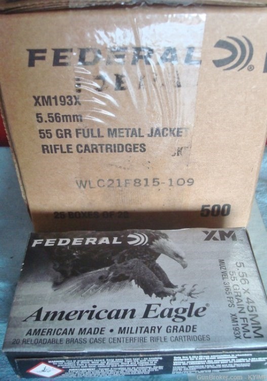 1000 FEDERAL 5.56 FMJ 55 grain brass XM193X Factory New Ammunition-img-2