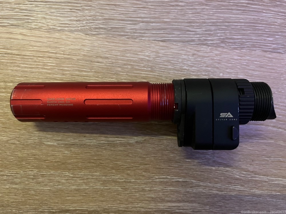 Sylvan Arms Folder, Strike Industries mini buffer tube (red), spring/buffer-img-1