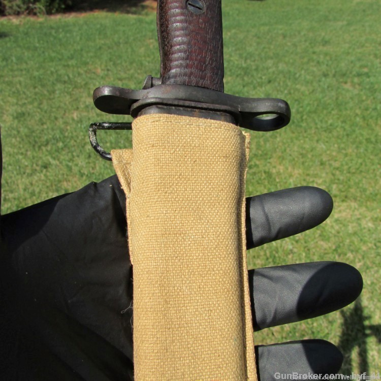 US SPRINGFIELD ARMORY MODEL 1905 BAYONET WITH CANVAS SCABBARD DATED 1920-img-15