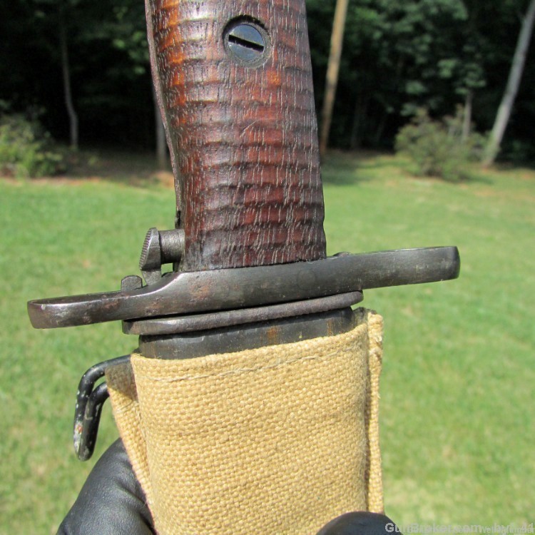 US SPRINGFIELD ARMORY MODEL 1905 BAYONET WITH CANVAS SCABBARD DATED 1920-img-5