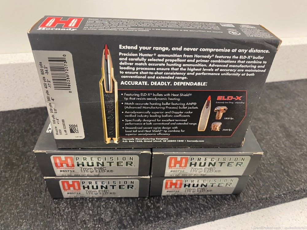 100 Rounds Factory New Hornady Precision Hunter 7mm PRC 175 Gr ELD-X -img-2