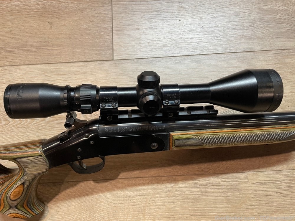 H&R Handi rifle thumbhole laminate .30-06 threaded muzzle brake w/ Optic-img-6