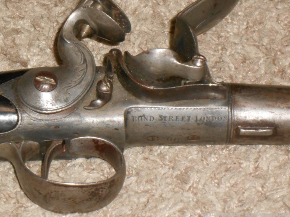 18th C. Silver Mounted Queen Ann Flintlock Pistol Joseph Griffin 1739-1772-img-14