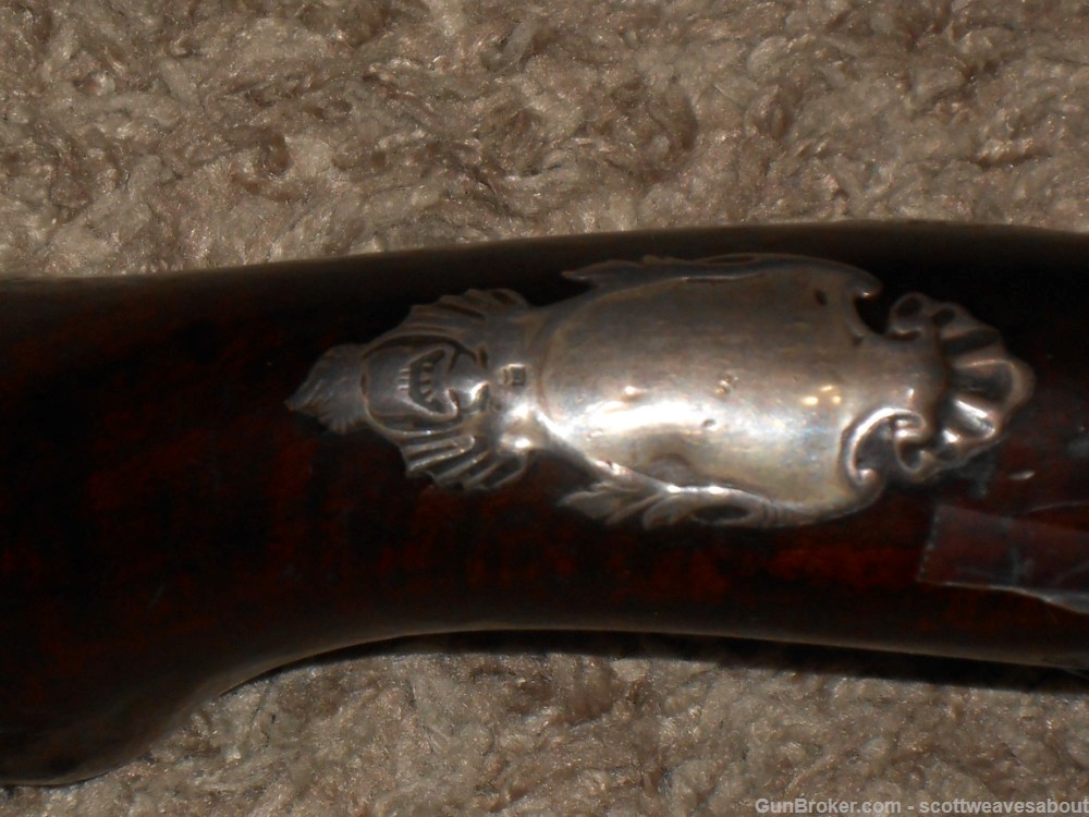 18th C. Silver Mounted Queen Ann Flintlock Pistol Joseph Griffin 1739-1772-img-28