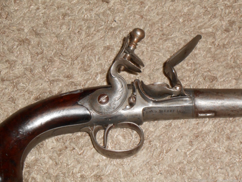 18th C. Silver Mounted Queen Ann Flintlock Pistol Joseph Griffin 1739-1772-img-8