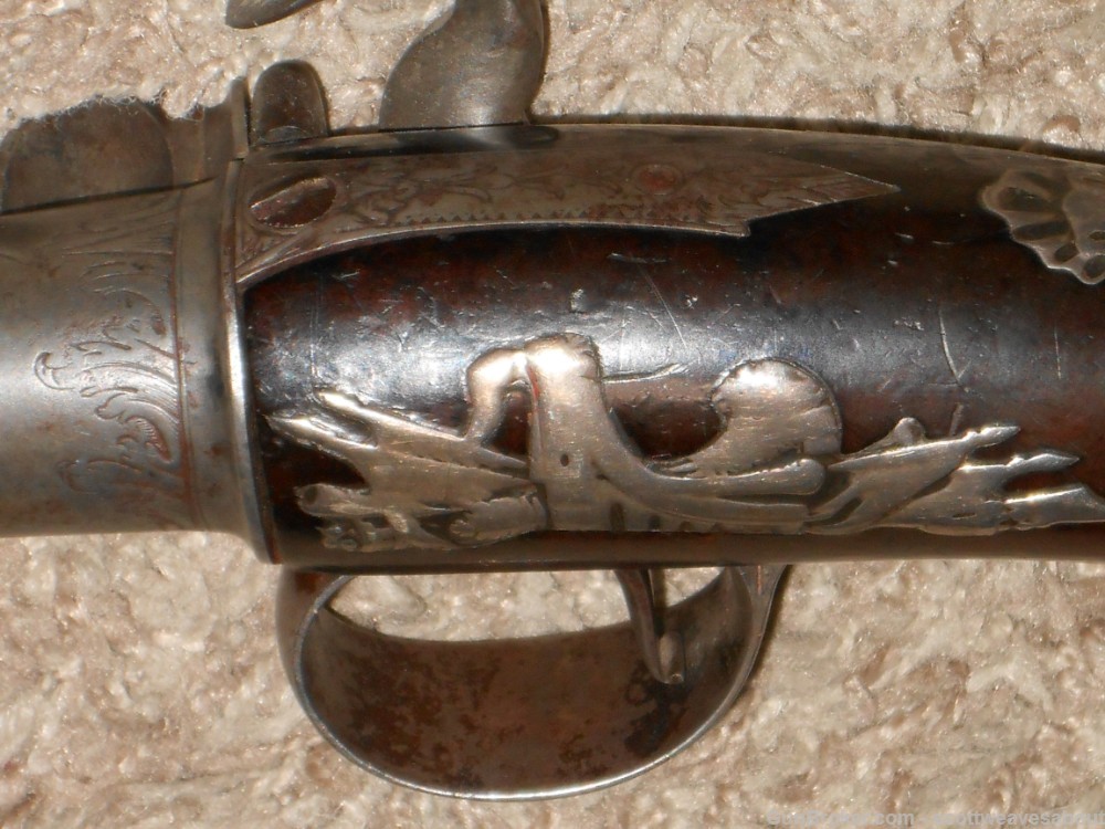 18th C. Silver Mounted Queen Ann Flintlock Pistol Joseph Griffin 1739-1772-img-22