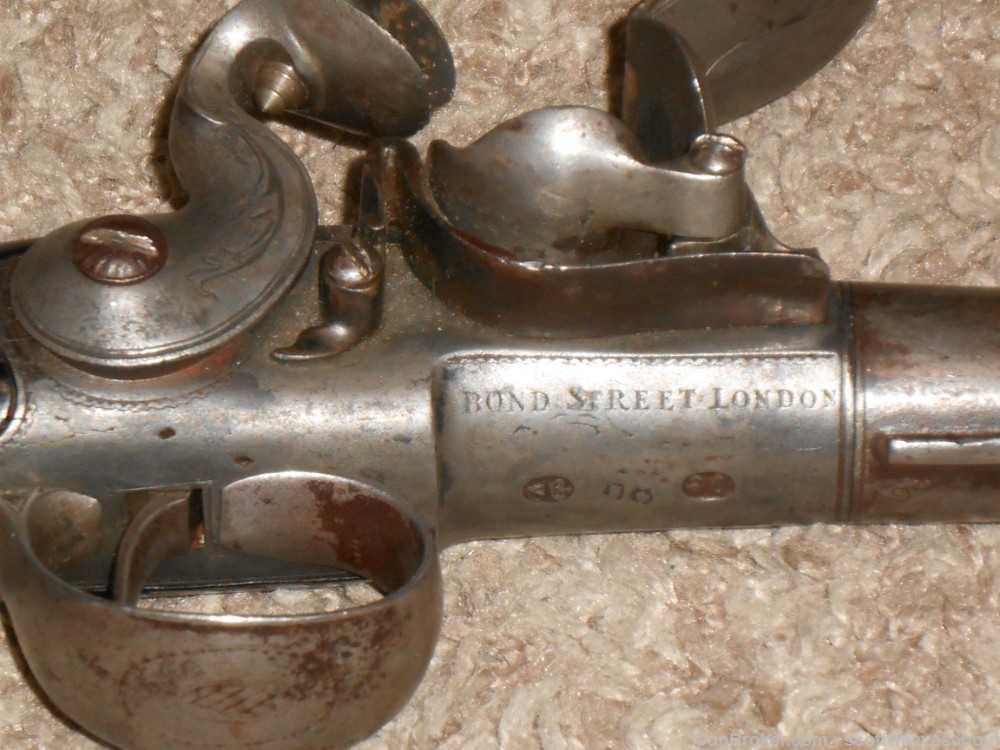 18th C. Silver Mounted Queen Ann Flintlock Pistol Joseph Griffin 1739-1772-img-45