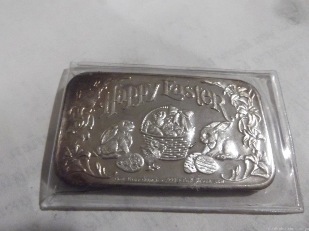 1  OZ SILVER .999 FINE SILVER BAR  EASTER BAR (D)-img-0