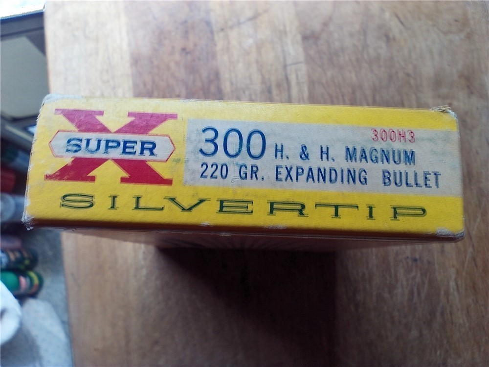 vintage western SUPER-X 300 H&H MAGNUM 220 GR. EXPANDING BULLET SILVERTIPS-img-0