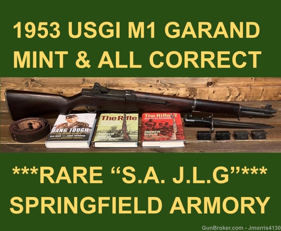M1 GARAND 1953 SPRINGFIELD ALL CORRECT J.L.G. STOCK EXCELLENT GARAND-img-0