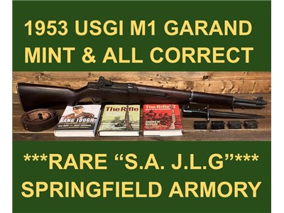 M1 GARAND 1953 SPRINGFIELD ALL CORRECT J.L.G. STOCK EXCELLENT GARAND