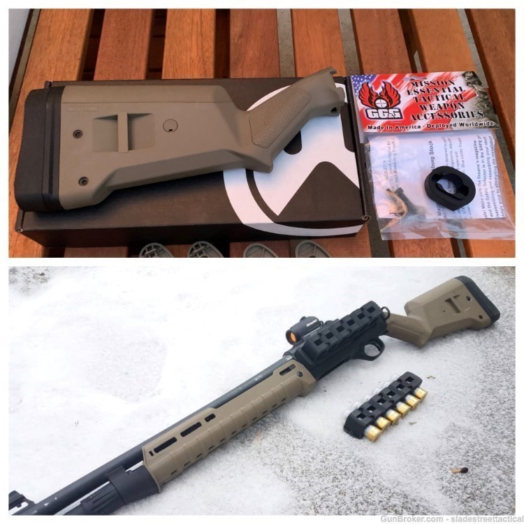 FDE TAN COLOR Magpul Mossberg Stock + FULL GG&G Interchange Adaptor (TO FIT-img-0