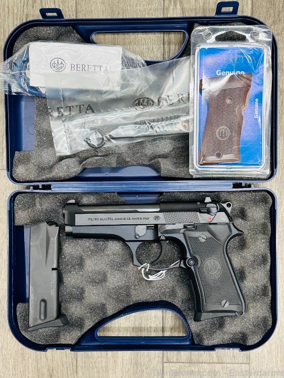 Beretta 92 Model Compact L 9mm 2-14rd 4.25" Wood & Rubber Grips FACTORY BOX-img-1