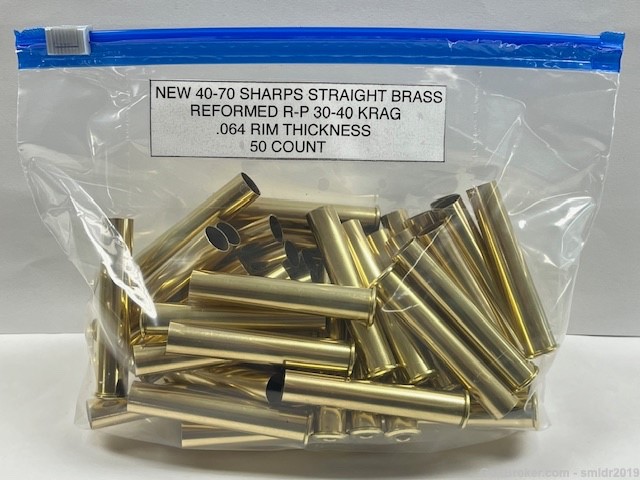 New! 40-70 Sharps Straight Brass Reformed R-P 30-40 Krag .064 Rim 50 Count-img-0