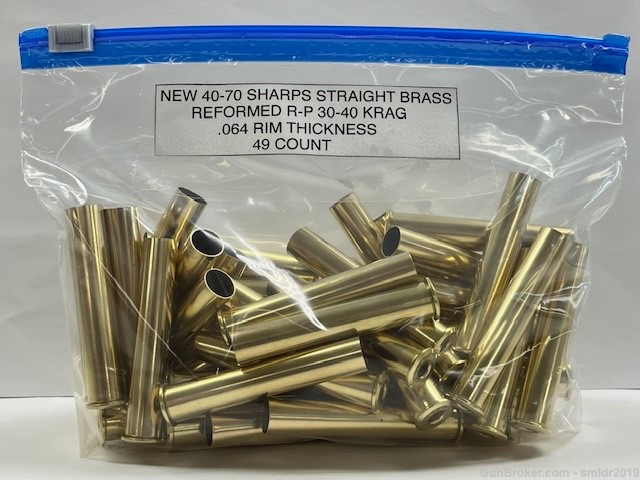 New! 40-70 Sharps Straight Brass Reformed R-P 30-40 Krag .064 Rim 50 Count-img-1