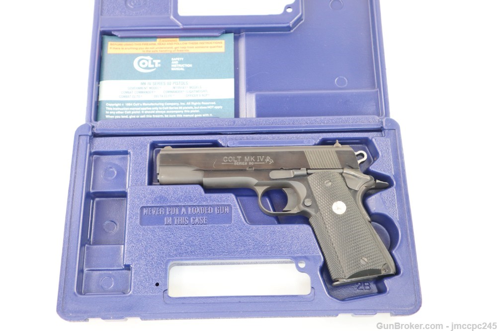 Rare Nice Colt 1911 Government Ehanced Model 9x23 Win Semi Auto Pistol 5"-img-2