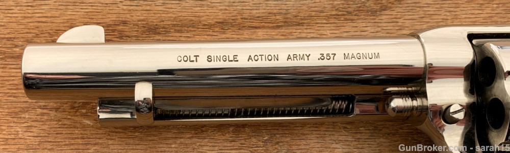 COLT 5.5" NICKEL SAA SINGLE ACTION ARMY COLT BOX RARE .357 MAGNUM BHR GRIPS-img-8