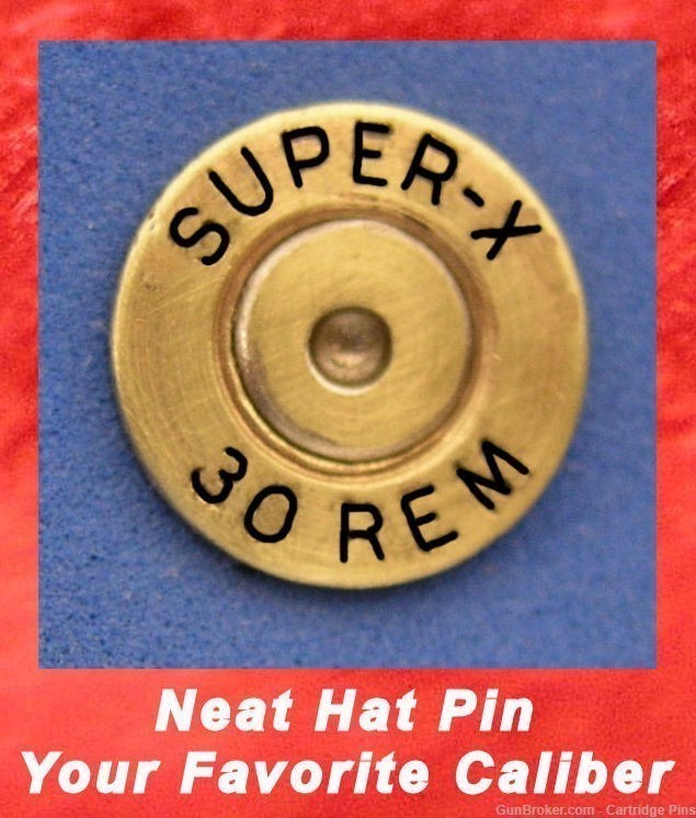 SUPER X   30 REM   Cartridge Hat Pin  Tie Tac  Ammo Bullet-img-0
