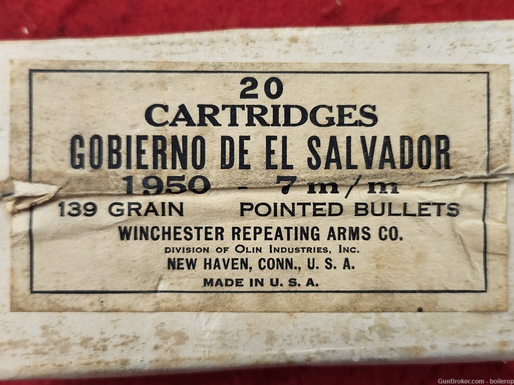 Winchester El Salvador contract 7mm Mauser, 20 rounds sealed box-img-5