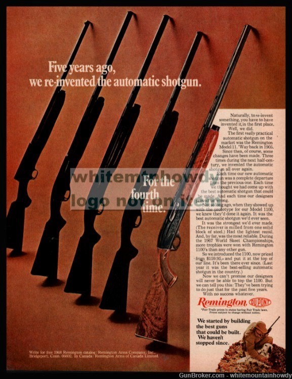 1968 REMINGTON Model 1100 Shotgun Classic Vintage PRINT AD-img-0