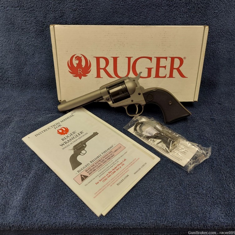 RUGER WRANGLER SINGLE ACTION REVOLVER SILVER CERAKOTE .22LR 4-5/8" BBL-img-0