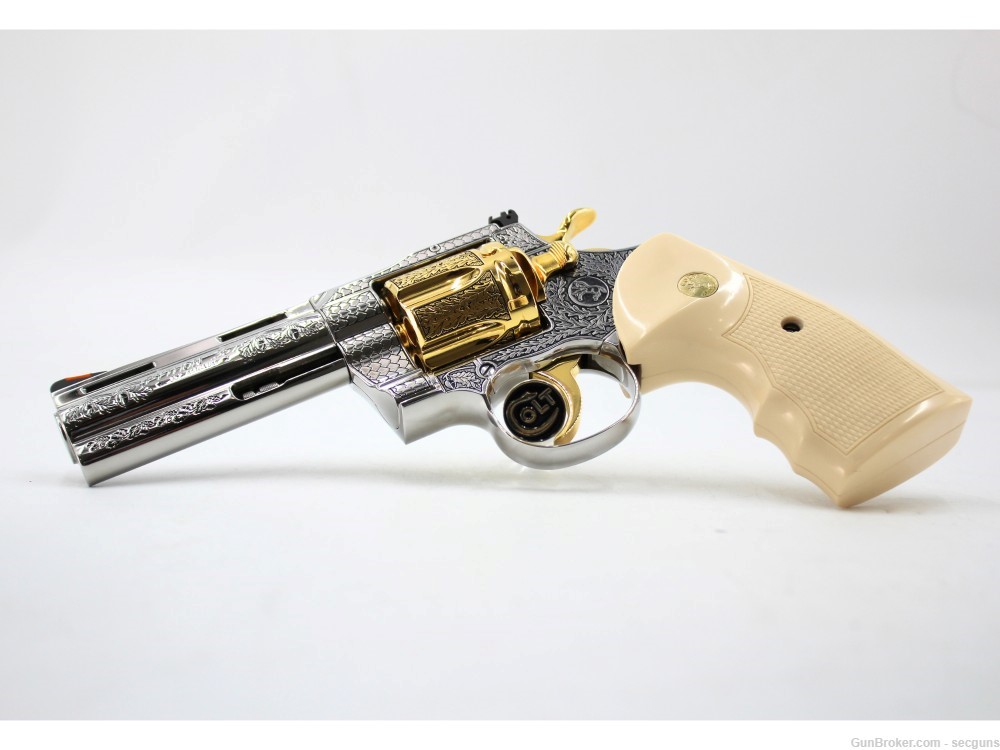 Colt Python 4" Engraved High Polished & 24K Gold Plated *ONE OF A KIND*-img-3