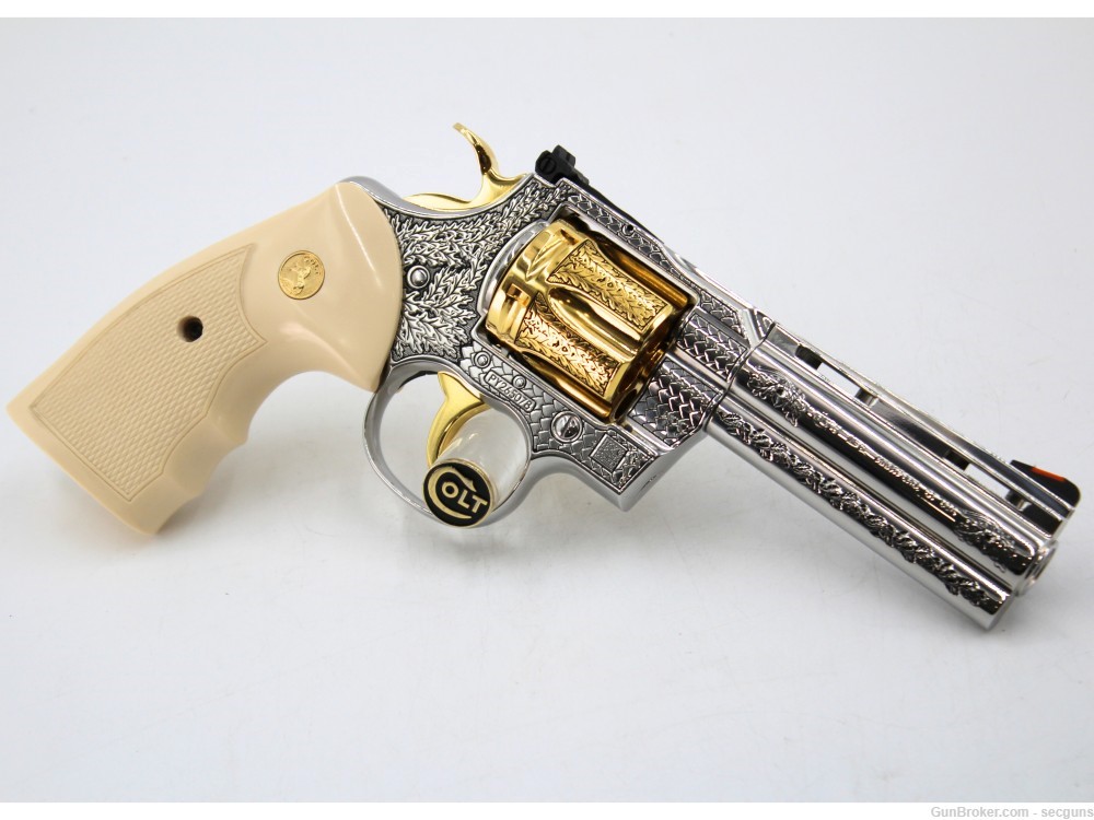 Colt Python 4" Engraved High Polished & 24K Gold Plated *ONE OF A KIND*-img-1
