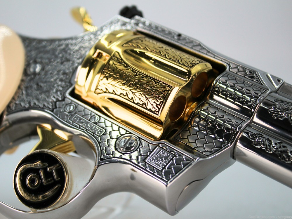Colt Python 4" Engraved High Polished & 24K Gold Plated *ONE OF A KIND*-img-4