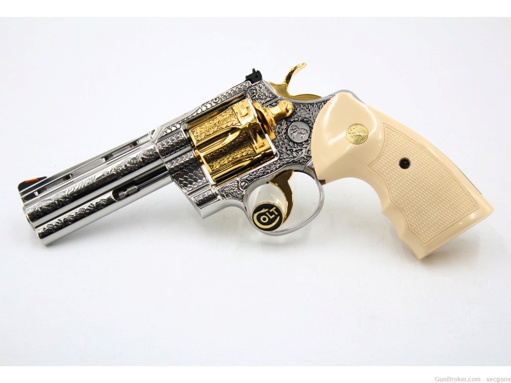 Colt Python 4" Engraved High Polished & 24K Gold Plated *ONE OF A KIND*-img-0
