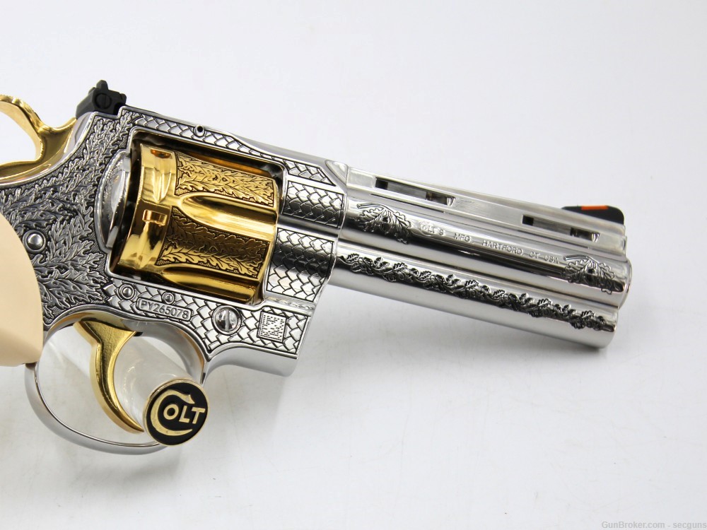 Colt Python 4" Engraved High Polished & 24K Gold Plated *ONE OF A KIND*-img-2