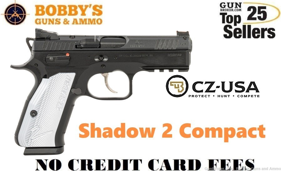 CZ-USA 91252 Shadow 2 Compact Frame 9mm 15+1 4" "NO CREDIT CARD FEE"-img-0