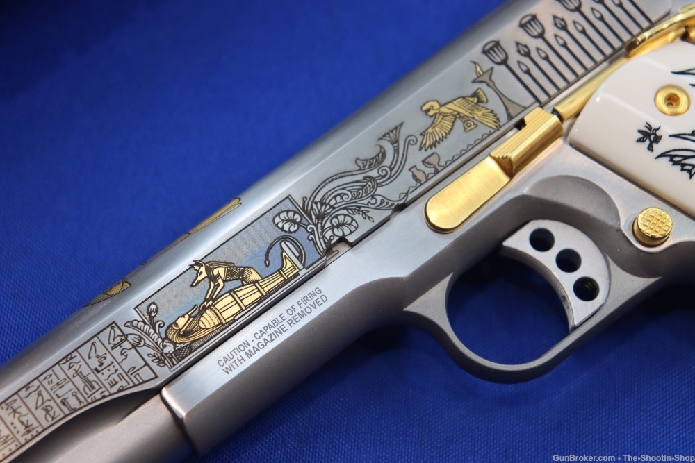 SMITH & WESSON Model 1911 Pistol ANUBIS GODS OF EGYPT GOLD ENGRAVED 45ACP-img-3