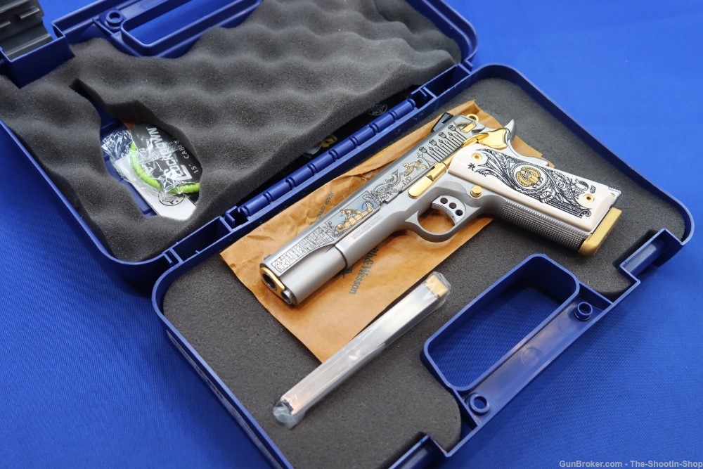 SMITH & WESSON Model 1911 Pistol ANUBIS GODS OF EGYPT GOLD ENGRAVED 45ACP-img-41