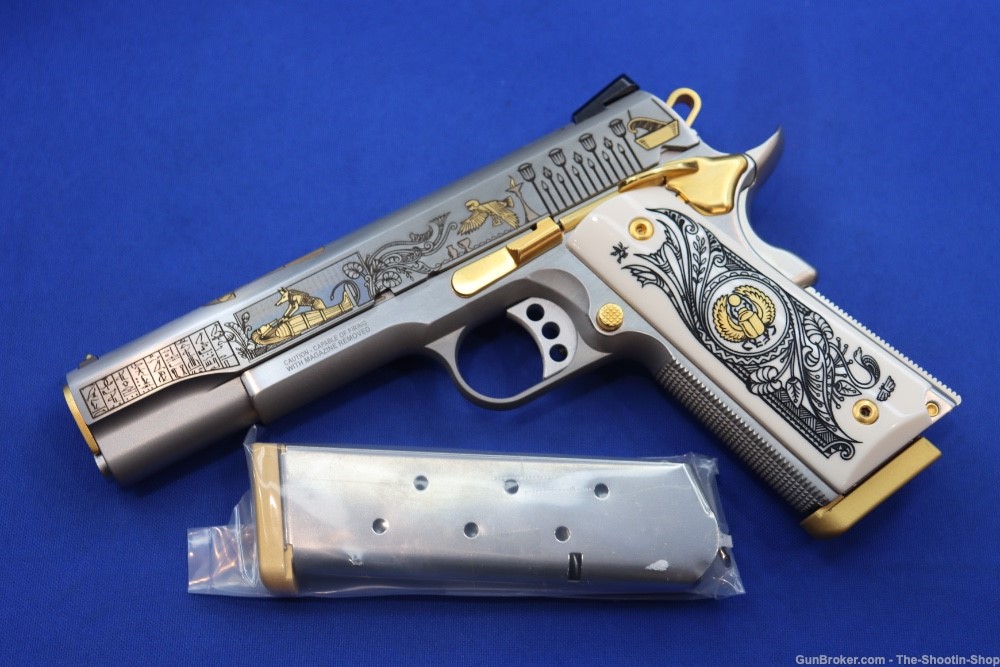 SMITH & WESSON Model 1911 Pistol ANUBIS GODS OF EGYPT GOLD ENGRAVED 45ACP-img-37