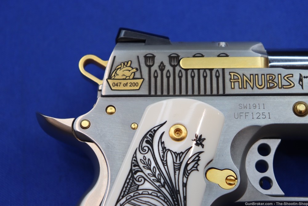 SMITH & WESSON Model 1911 Pistol ANUBIS GODS OF EGYPT GOLD ENGRAVED 45ACP-img-12