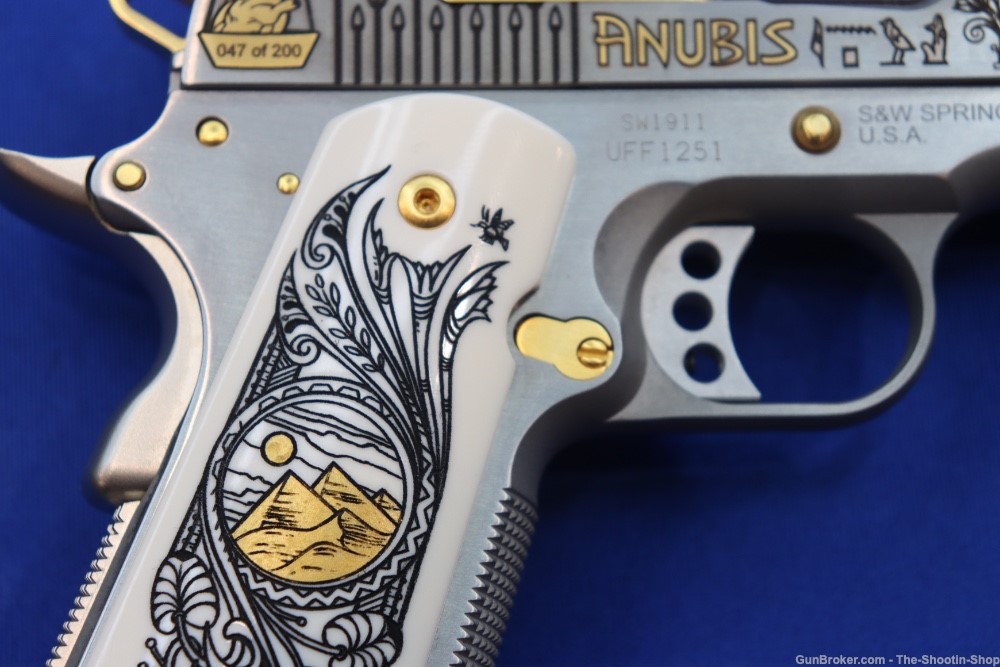 SMITH & WESSON Model 1911 Pistol ANUBIS GODS OF EGYPT GOLD ENGRAVED 45ACP-img-13