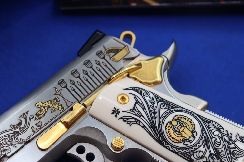 SMITH & WESSON Model 1911 Pistol ANUBIS GODS OF EGYPT GOLD ENGRAVED 45ACP-img-5