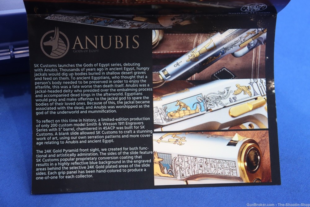 SMITH & WESSON Model 1911 Pistol ANUBIS GODS OF EGYPT GOLD ENGRAVED 45ACP-img-40