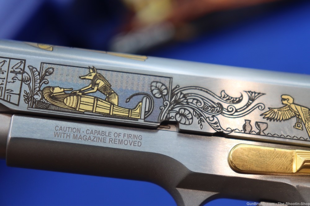SMITH & WESSON Model 1911 Pistol ANUBIS GODS OF EGYPT GOLD ENGRAVED 45ACP-img-26