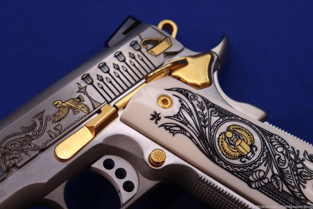 SMITH & WESSON Model 1911 Pistol ANUBIS GODS OF EGYPT GOLD ENGRAVED 45ACP-img-35